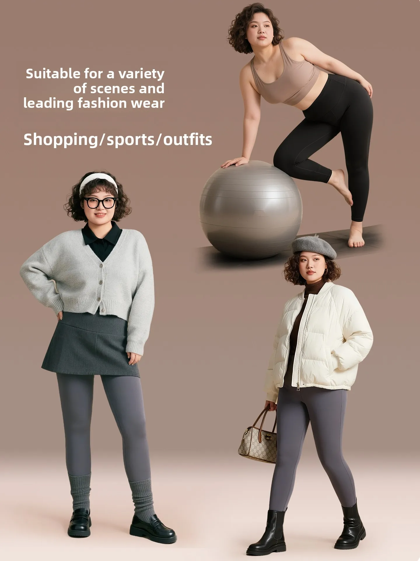 Plus Size Dames Yogabroek Hoge Taille Lange Legging Fce Gevoerd Arkskin Ontwerp Vrijetijdskleding Bovenkleding Afslanken Bot