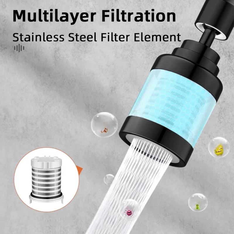 Faucet Filter 3 Modes 360 Rotatable Bubbler High Pressure Faucet Adapter Aerator Water Saving Tap Nozzle Kitchen Gadget