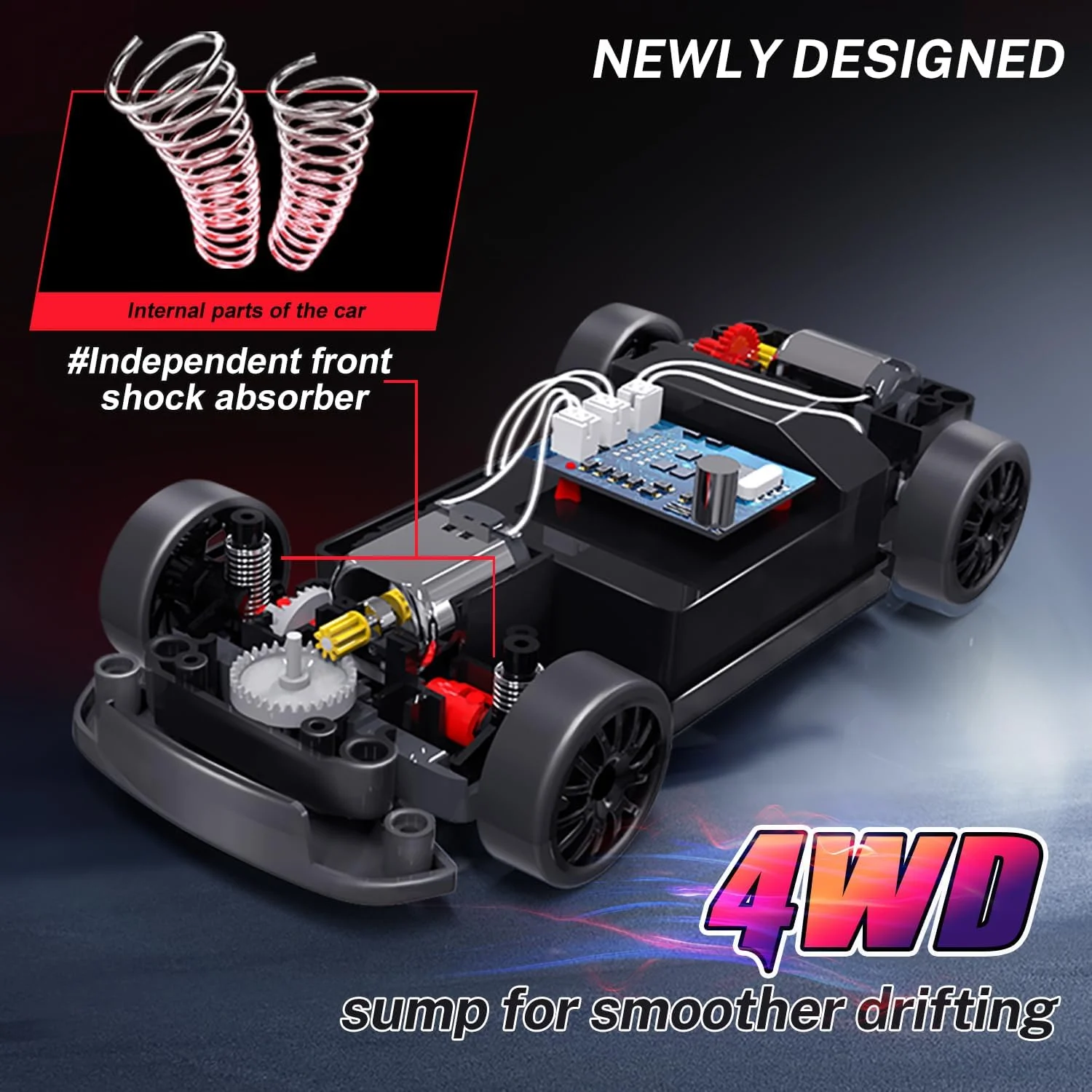 سيارة RC Drift Car 1:24 مقياس سيارة للتحكم عن بعد مع مصابيح LED 20 كم/ساعة 4WD سيارات RC عالية السرعة إطارات انزلاقية هدية للكبار والصغار