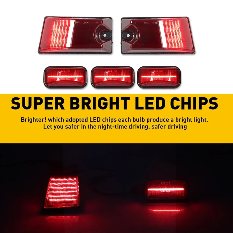 iJDM Yellow/Red LED Cab Roof Light and Lenses Kit For Hummer H2 2003 2004 2005 2006 2007 2008 2009 LED Smoked Lens Top Lights