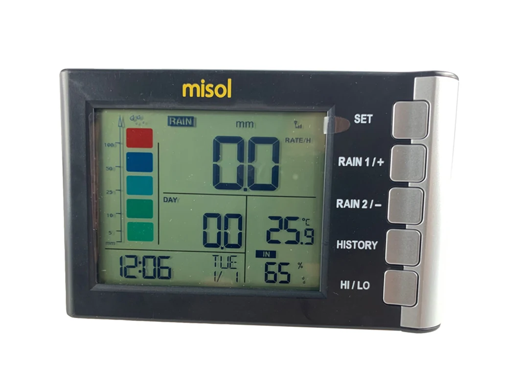 Misol Rain Gauge, LCD Display, Temperature Humidity Measurement