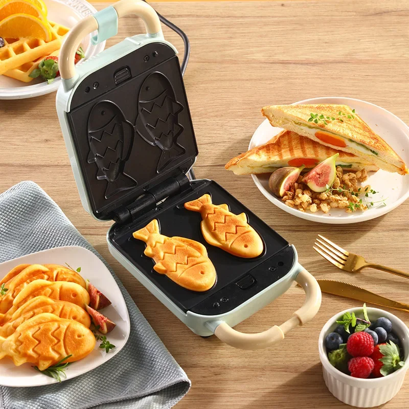 3-in-1 Waffle Maker 1PC Multifunctional Breakfast Machine Saming Metallurgical Machine Fish Roasting Plate for Home Use