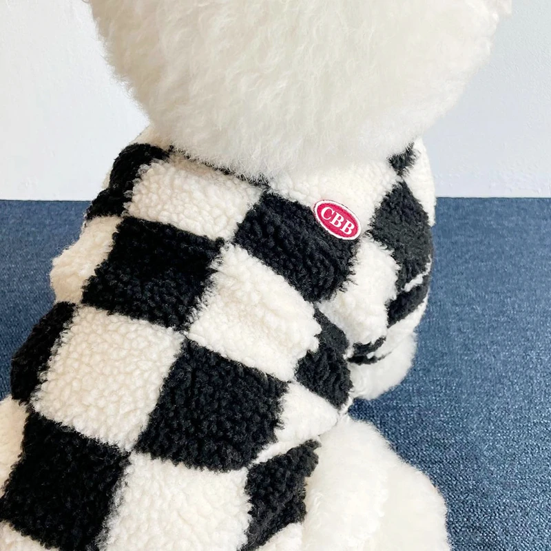 2022 Autumn Pet Dog Clothes Plaid Winter Warm Fleece Jacket Teddy Poodle Bichon Puppy Cat Schnauzer Chihuahua Small Dog Clothes