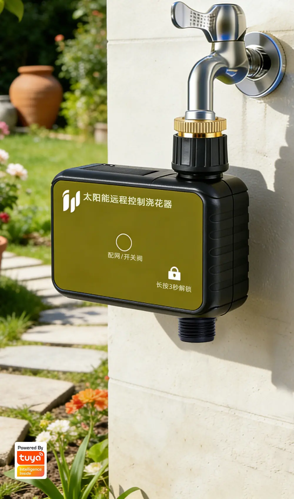 Solar Powered Intelligent WiFi Automatic Flower Watering Device Plug-in-free Timing Sprinkler Remote Drip Irrigation System