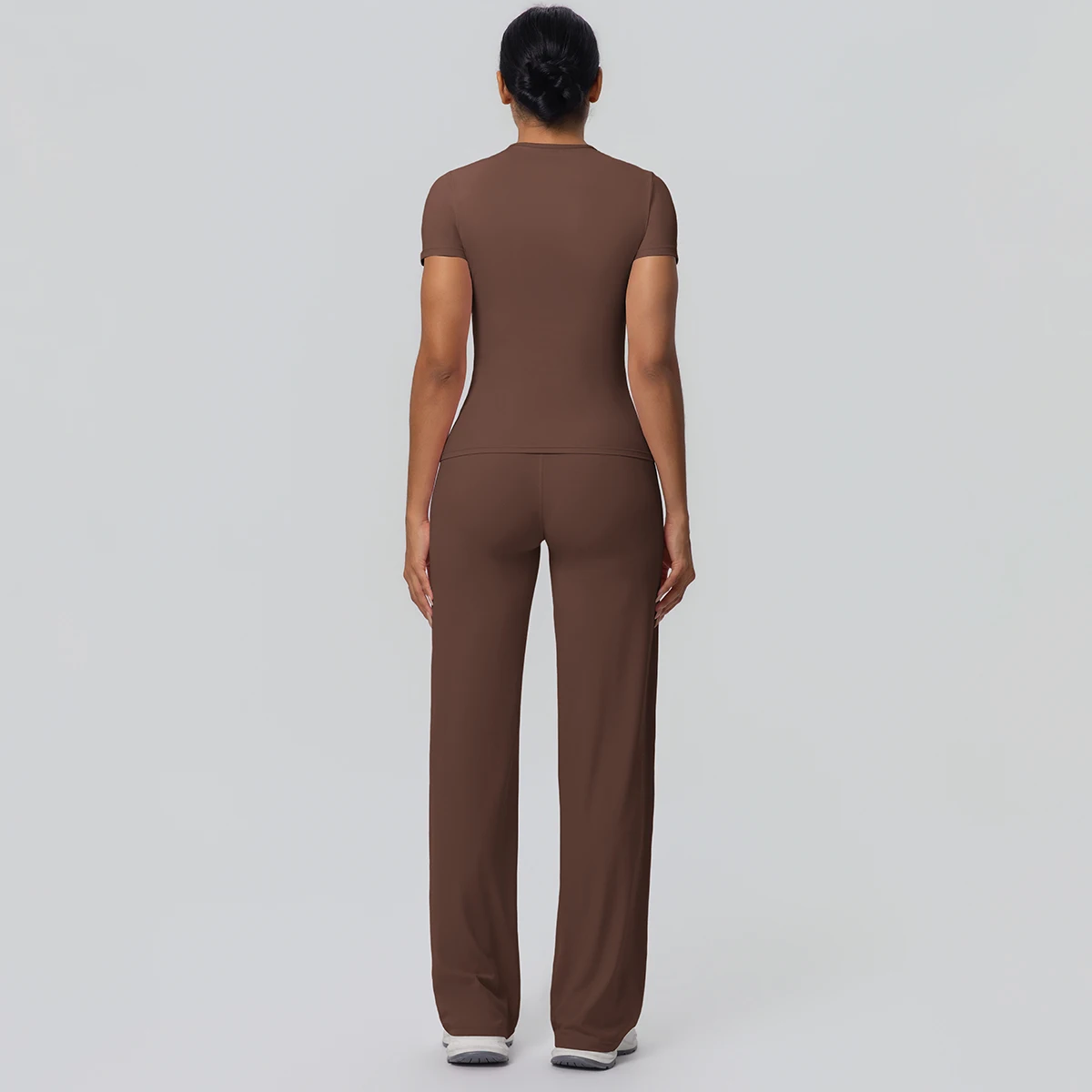 Women Outdoor Running Quick Drying 2 Pieces Set for Woman Yoga Set Solid Color Slim T-Shirt High Stretch Pencil Pants Yoga Suit