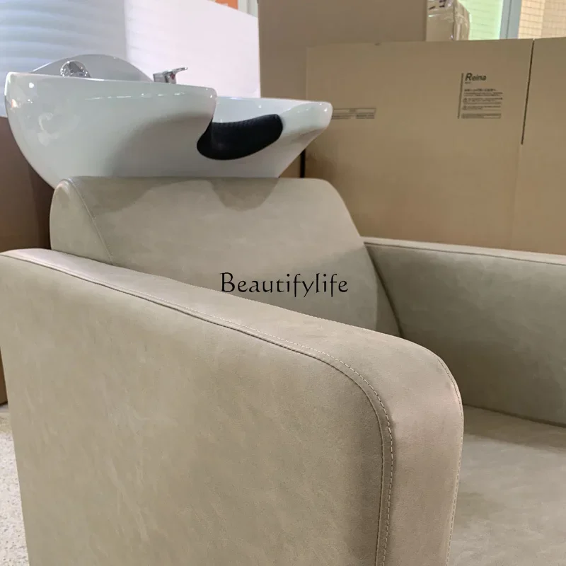 Silla de champú para salón de belleza, cama Facial de lujo Ligera y sencilla, Media tumbada, cama de lavado