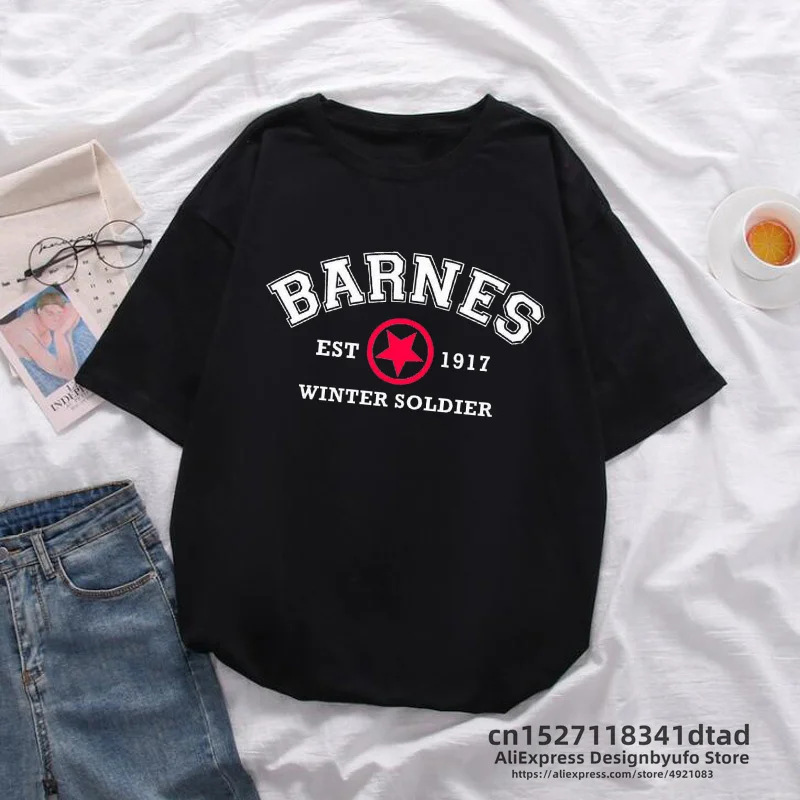 Barnes 1917 t shirts women summer vintage Winter Soldier Bucky Barnes short sleeve t-shirt women  short sleeve tee shirts