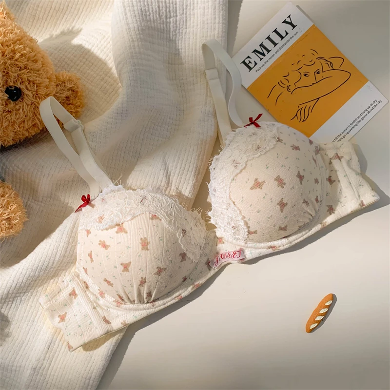 Lingerie women gathered small breasts show large underwear summer thin section cute sweet sister set bra