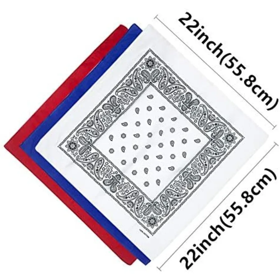 12 قطعة باندانا للنساء والرجال 100 قطن مخصص موضة بيزلي تصميم متعدد الوظائف في الهواء الطلق مربع منديل للعارضة