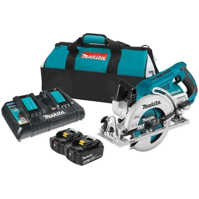 

Makita XSR01PT 36В (18В X2) LXT ® Комплект циркулярной пилы 7-1/4 дюйма с бесщеточной задней ручкой (5,0 Ач)