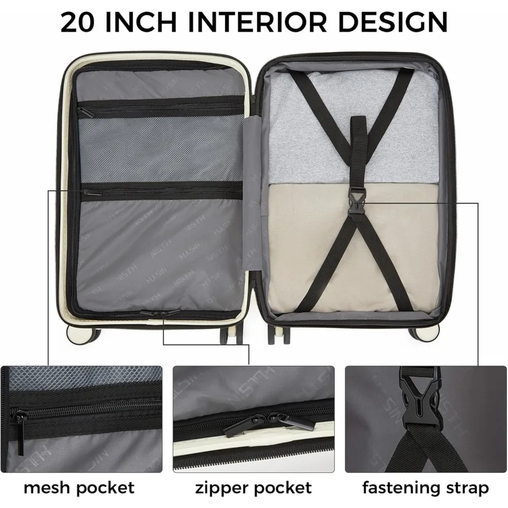 Equipaje giratorio rígido expandible ligero de 20 pulgadas con cerradura TSA, aprobado por aerolínea, dimensiones 22x14x9, maleta de viaje expandida