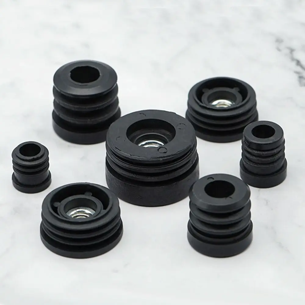 4Pcs/bag Round Plastic Furniture Leg Pipe Hole Plugs With Nut Hole Blanking End Cover Caps Chair Leg Furniture Leveling Feet image 6