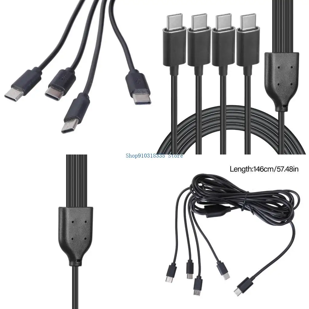 

4 в 1 USB C Зарядка кабеля Адаптер Адаптер Черный, совместим с таблетками телефона C и других устройств USB C