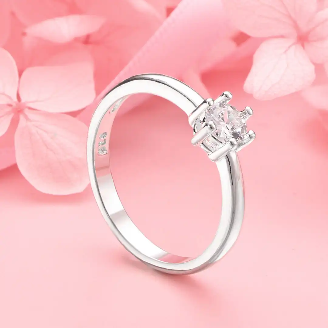 1 Piece 925 Sterling Silver Open-Ended Exquisite Zircon Ring for Women, Jewelry Gift, Wedding Accessories