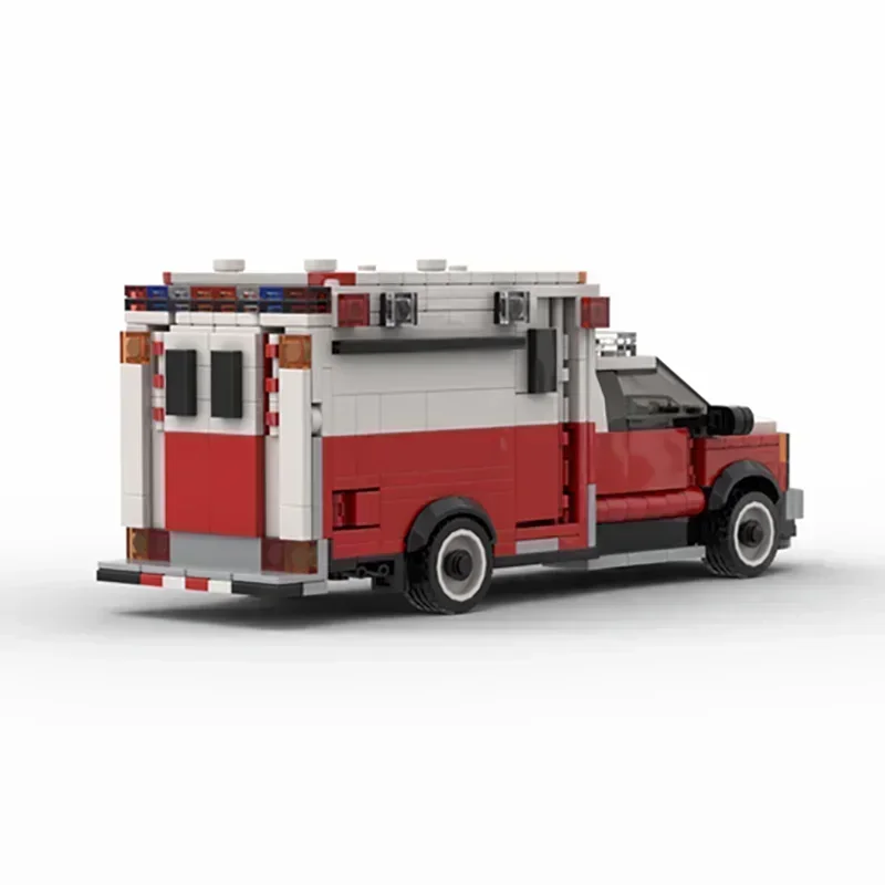 Stadsautomodel Moc Bouwstenen Ems New York Ambulance F-550 Technologie Modulaire Blokken Geschenken Kerstspeelgoed Diy Sets Assemblage