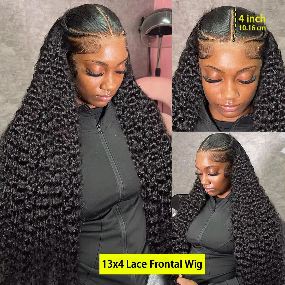 13x6 Brazilian Virgin Human Hair Jerry Kinky Curls 250% Density Real Human Hair HD13X4 Lace Front Wig Pre-Plucked Bleached Knots image 3