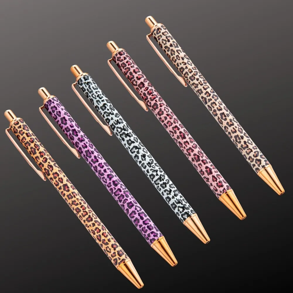 

3-5Pcs Luxury Gold Ballpoint Pen Leopard Print Wedding Rose Metal Stationery School Supplies