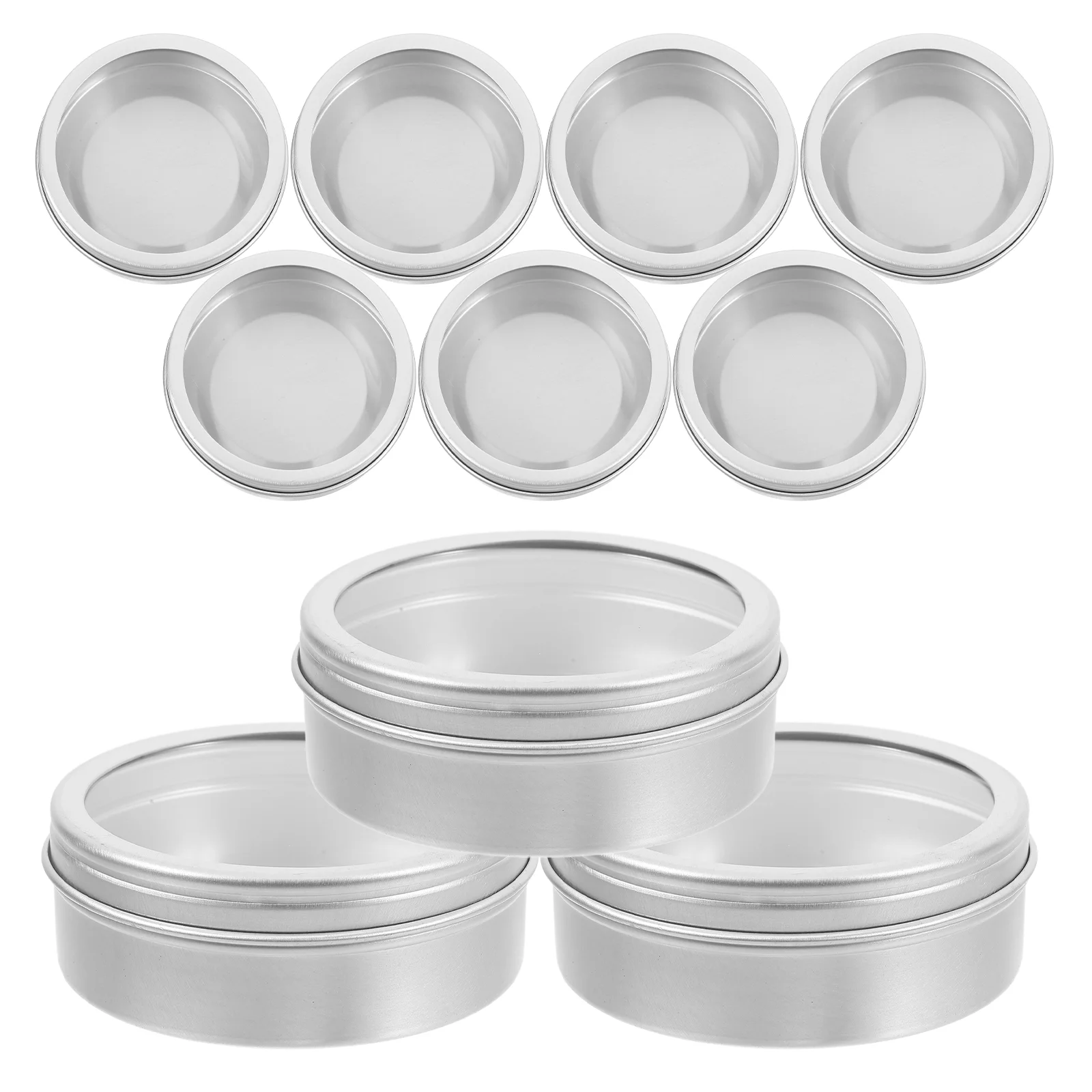 

10 Pcs Canisters Aluminum Box Metal Tins With Lids Food Jar Round Cans Mother Bowl