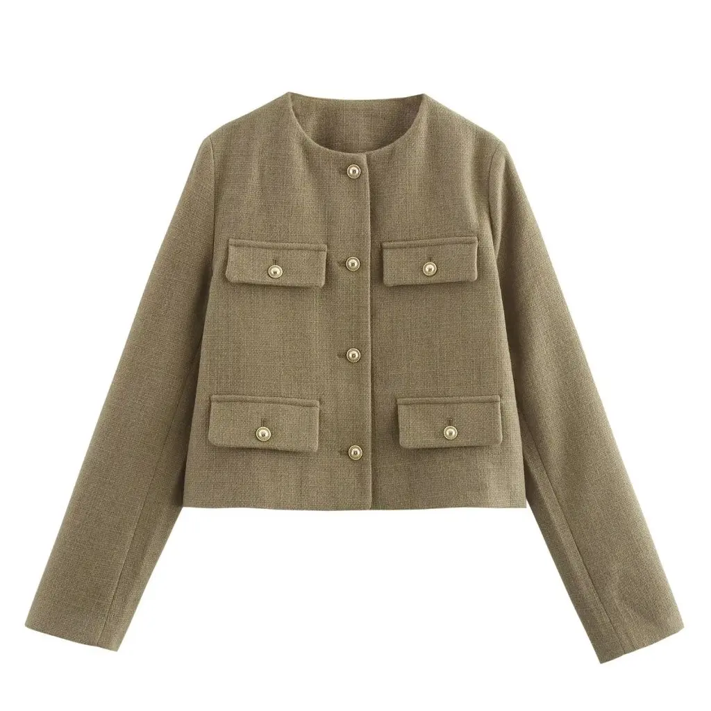 

Весенняя женская мода Джокер Флип Короткий пиджак Европейский Американский стиль Верхняя одежда для женщин