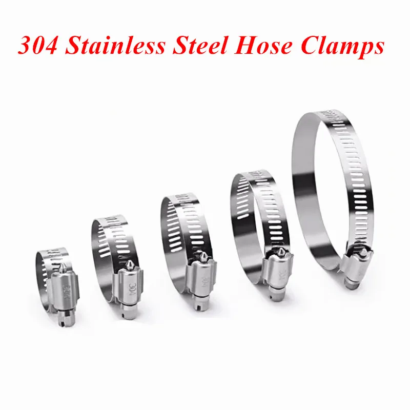 6mm 8mm 10mm 13mm 14mm 16mm 18mm 21mm American Type Screw Band Worm Drive Hose Clamps, 304 Stainless steel hose Hoop Pipe Clips