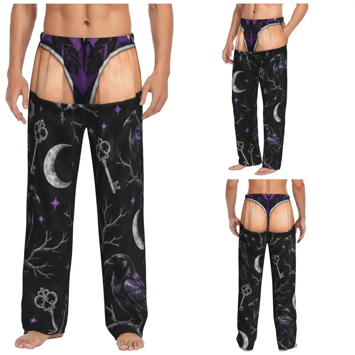 Funny Sexy Halloween Spider Web Spooky Gothic Raven Witchy Zombie Pumpkin Men Pajama Pants Relax Comfy Lounge Pants Bottoms