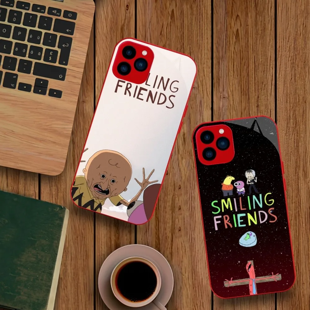 

Cartoon S-Smiling Friends Phone Case For iphone Tempered Glass 14 13 12 11 Pro Mini XS MAX Plus X XR Cover