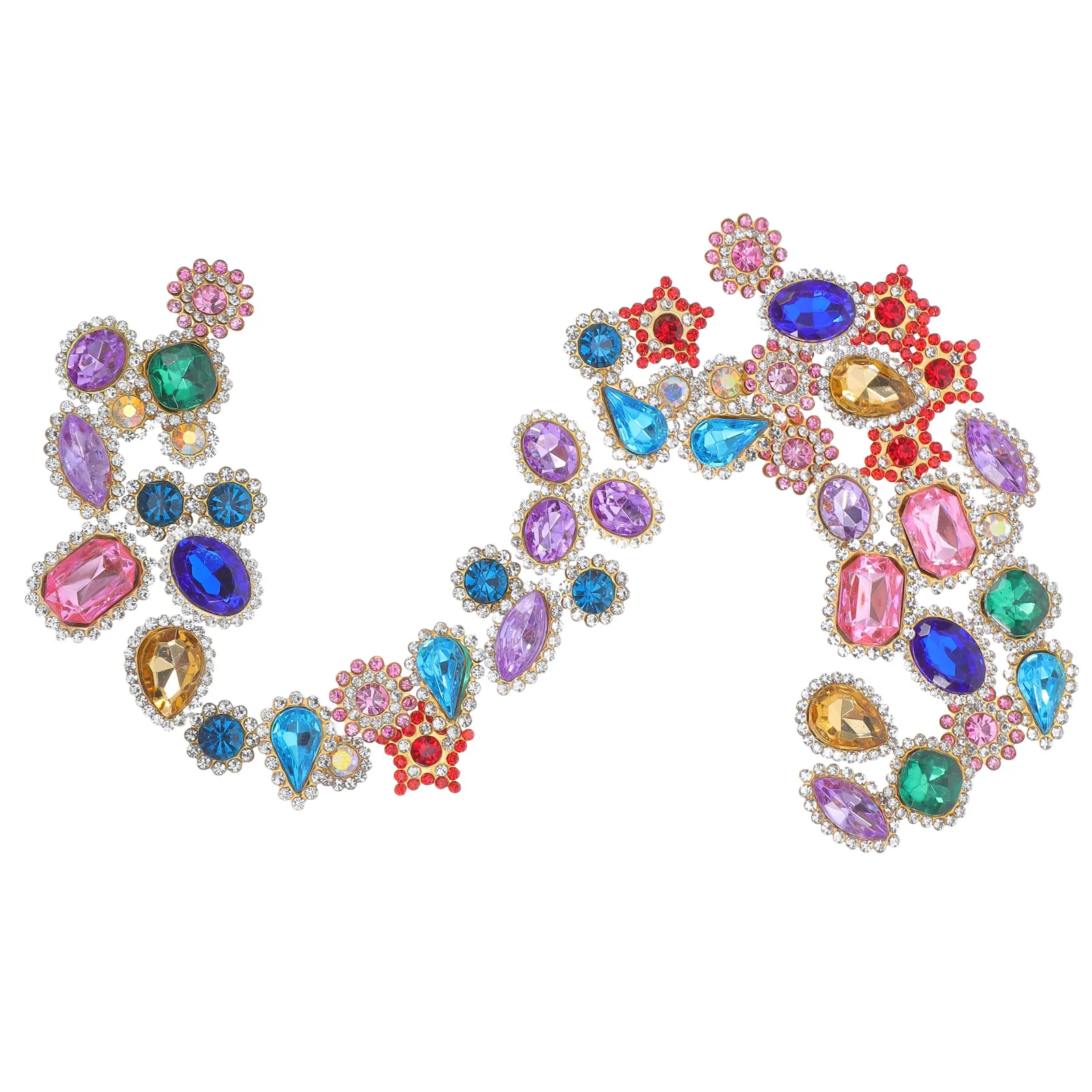 

50Pcs Water Drill Crystal Buttons Double Layer Flower Rhinestone Sew on Decorative Buttons for DIY Hair Clips Clothing