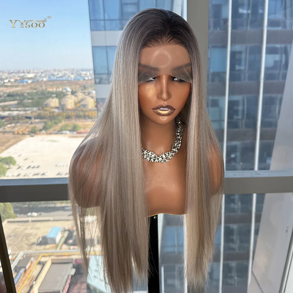 Factory Direct Natural Hairline Silky Straight Glueless Heatresistant Synthetic Lacefront Wigs For Black Womens Daily Use