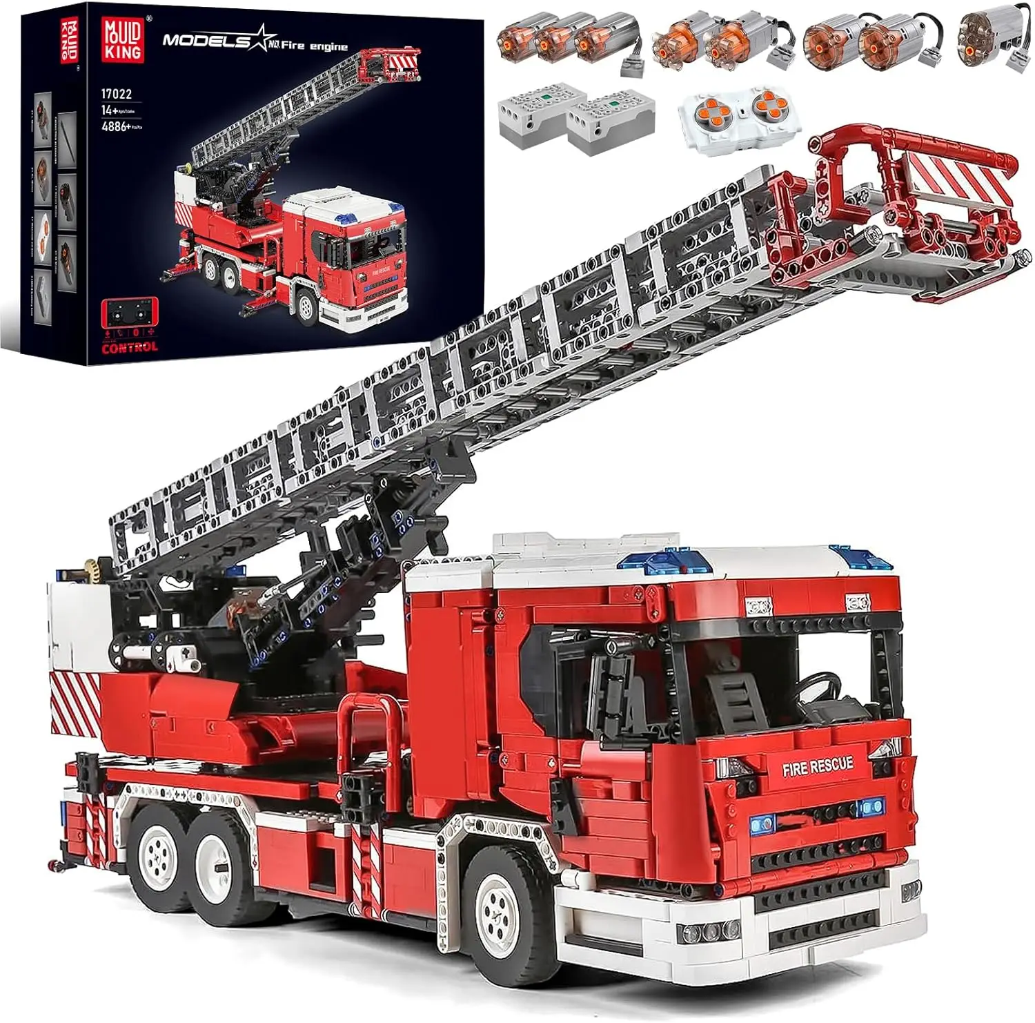 MOULD KING 17022 Technische Bouwstenen: De Uitgebreide Beoordeling van de RC Brandweerladdertruck voor Jongens
