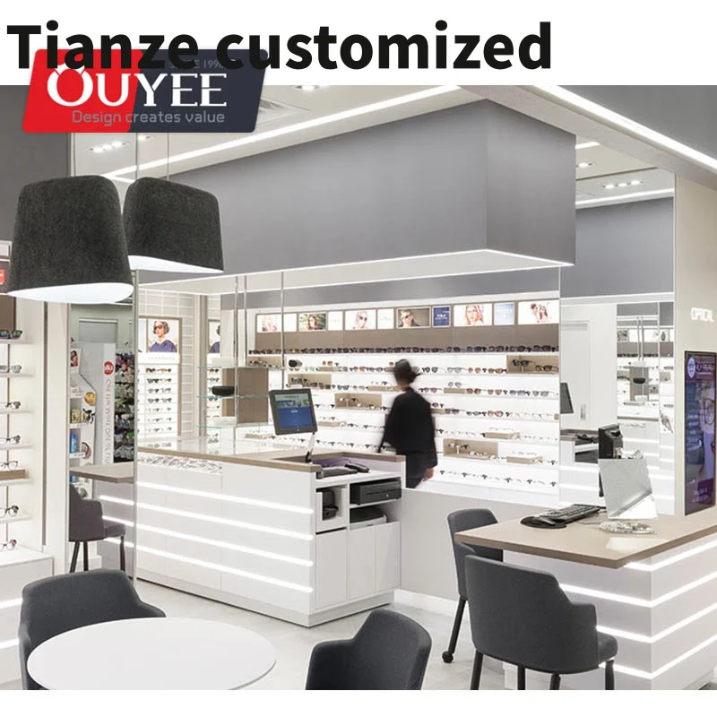 

Customized-Modern Designed Optical Shop Showroom Display Furniture With Wooden Customized Glasses Showcase Cabinet