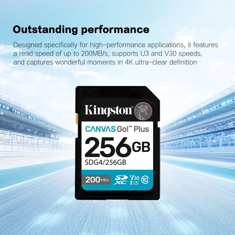 بطاقة Kingston SDG4 SD لكاميرات DSLRs بدون مرآة 4K فيديو V30 C10 SDXC بطاقة ذاكرة تصل إلى 200 ميجا بايت/ثانية بطاقة فلاش SD عالية السرعة
