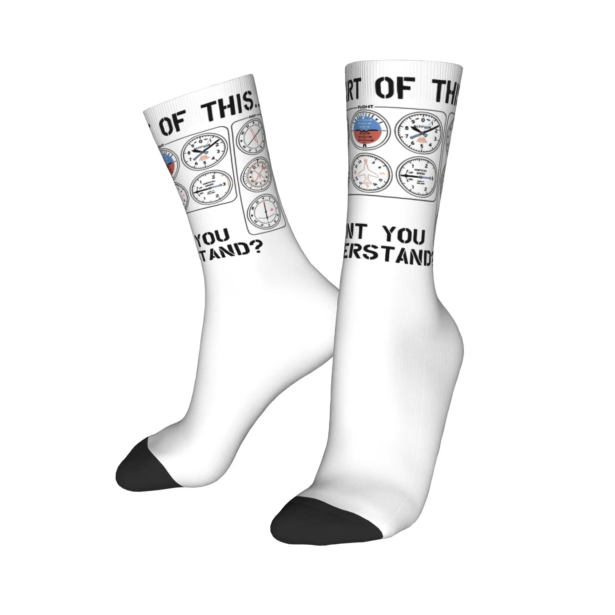 Light Aircraft Dashboard Socks Men's Women's Polyester Funny Happy  Socks Harajuku Spring Summer Autumn Winter Middle Tube Socks