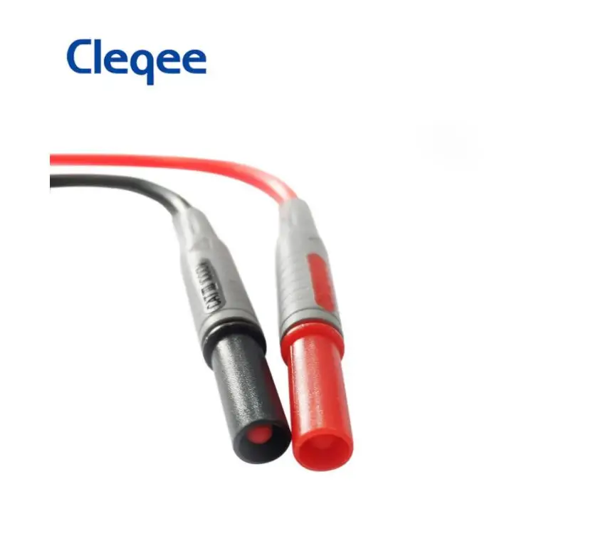 Cleqee P1032 2PCS Dual 4mm Sheathed Banana Plug Multimeter Test Lead Doublel Ended Copper Plug PVC Cable 1000V 15A 100cm Wire