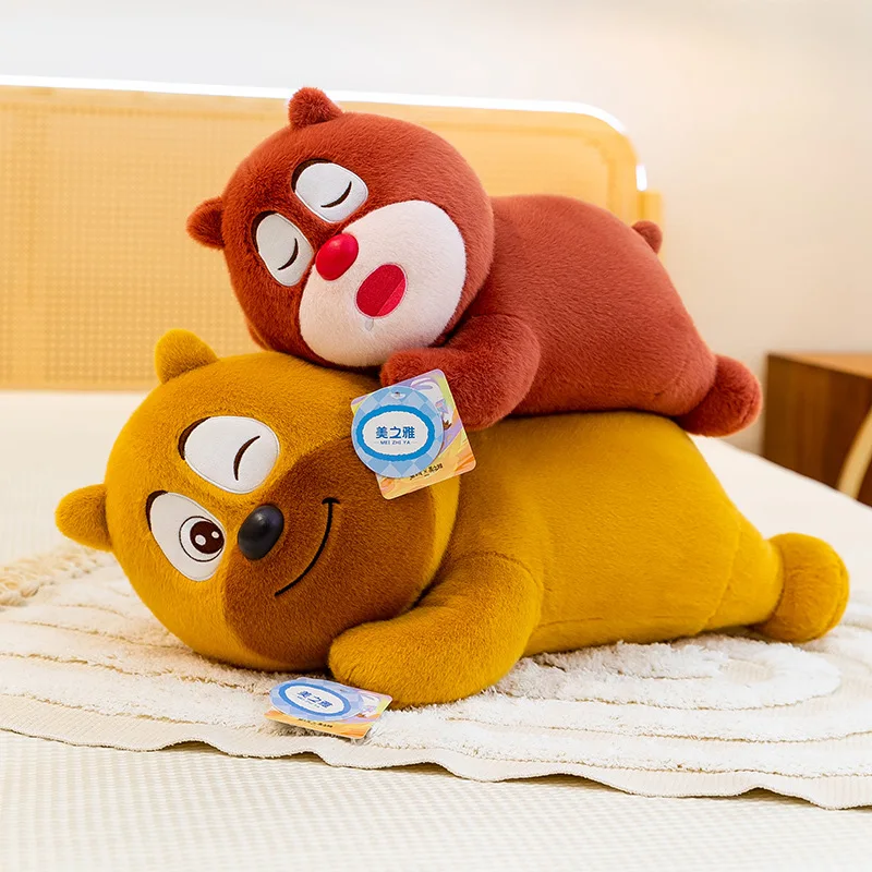 Prone Bear Plush Pillow Yellow Bear Reddish Brown Bear Long Lying Cushion Sofa Rest Bedroom Comfort 40cm 60cm Home Decor