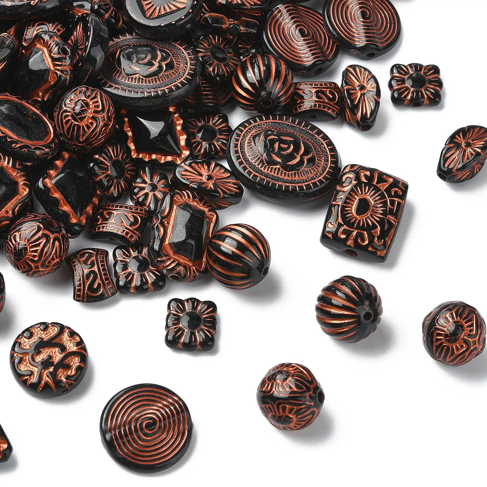 

Approx 400Pcs Black Plating Acrylic Beads – Assorted Vintage Loose Beads for Jewelry Making & Bracelets