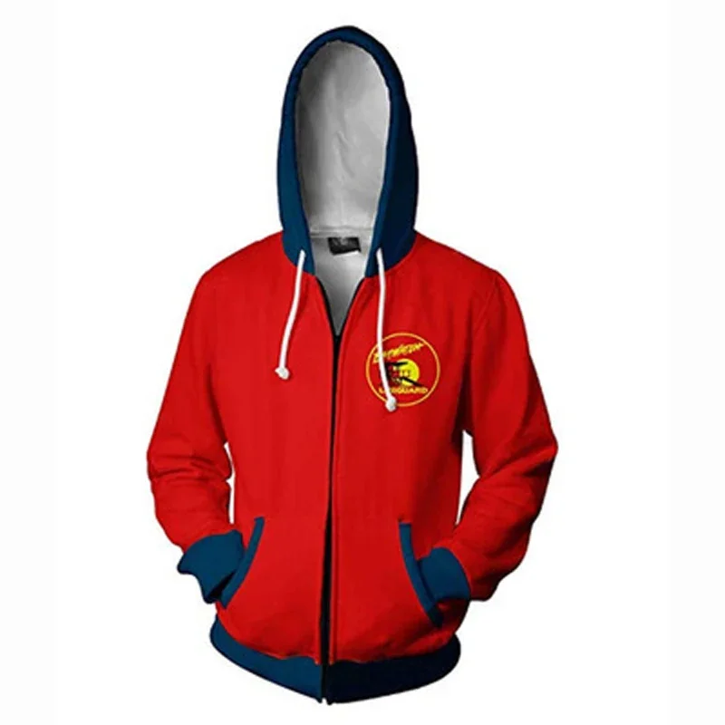 Cosplay Baywatch 3D Hoodie Clothes Tracksuit Zipper Jacket Sweatshirt Hooded Streatwear Coat Tops