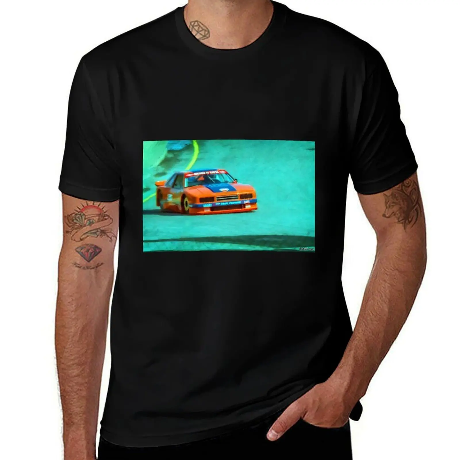 Camiseta de piloto de carreras Mercury Capri SCCA Trans-Am de principios de los años 80, camiseta básica de manga corta de mezcla de algodón