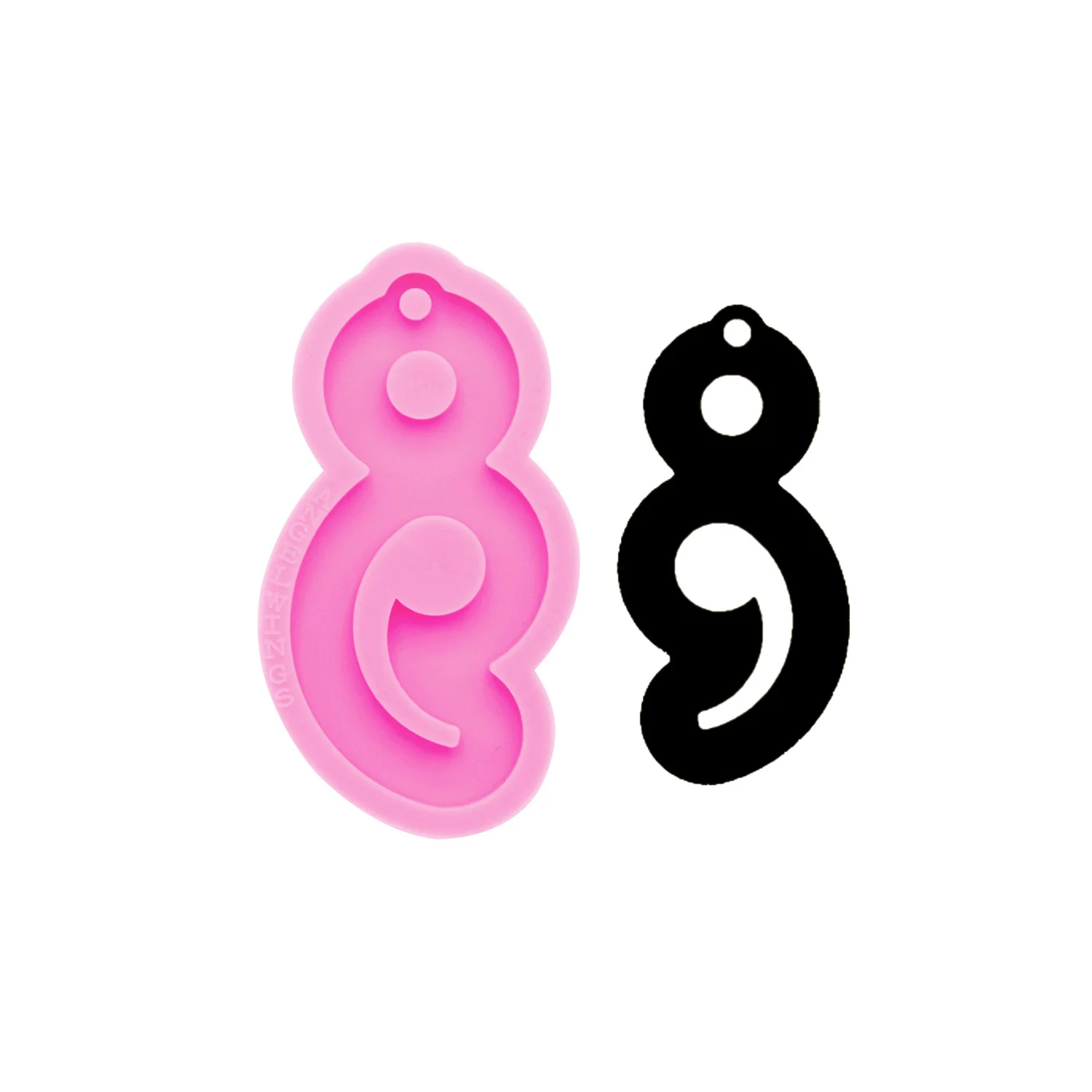 1pc Semicolon Silicone Epoxy Mould Keychain Mould For DIY Resin Casting Crafts, Jewelry Making Refrigerator stickers view 2