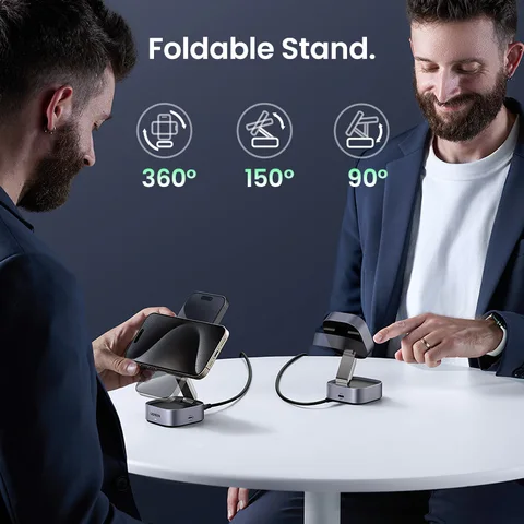 UGREEN Магнитная беспроводная зарядная станция 15W для iPhone и AirPods — внешний вид товара