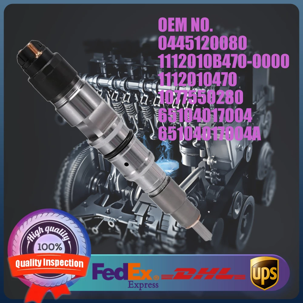 

0445120080 65104017004A 107755-028 1112010470 Common Rail Fuel Injector for Doosan DL Series 5.9 Diesel Engine