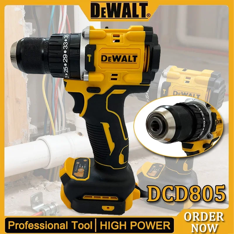 DEWALT DCD805 مثقاب كهربائي بدون فرشاة مفك كهربائي لاسلكي أصلي متعدد الوظائف مثقاب يدوي 20 فولت أدوات كهربائية