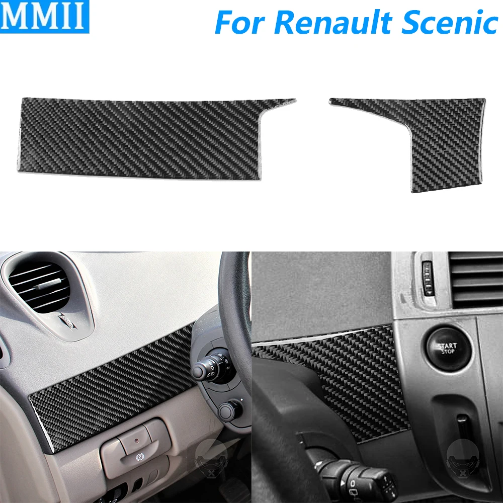 

For Renault Scenic 2003-2009 Carbon Fiber Steering Wheel Both Side Panel Cover Trim Car Accessories Interior Decoration Sticker