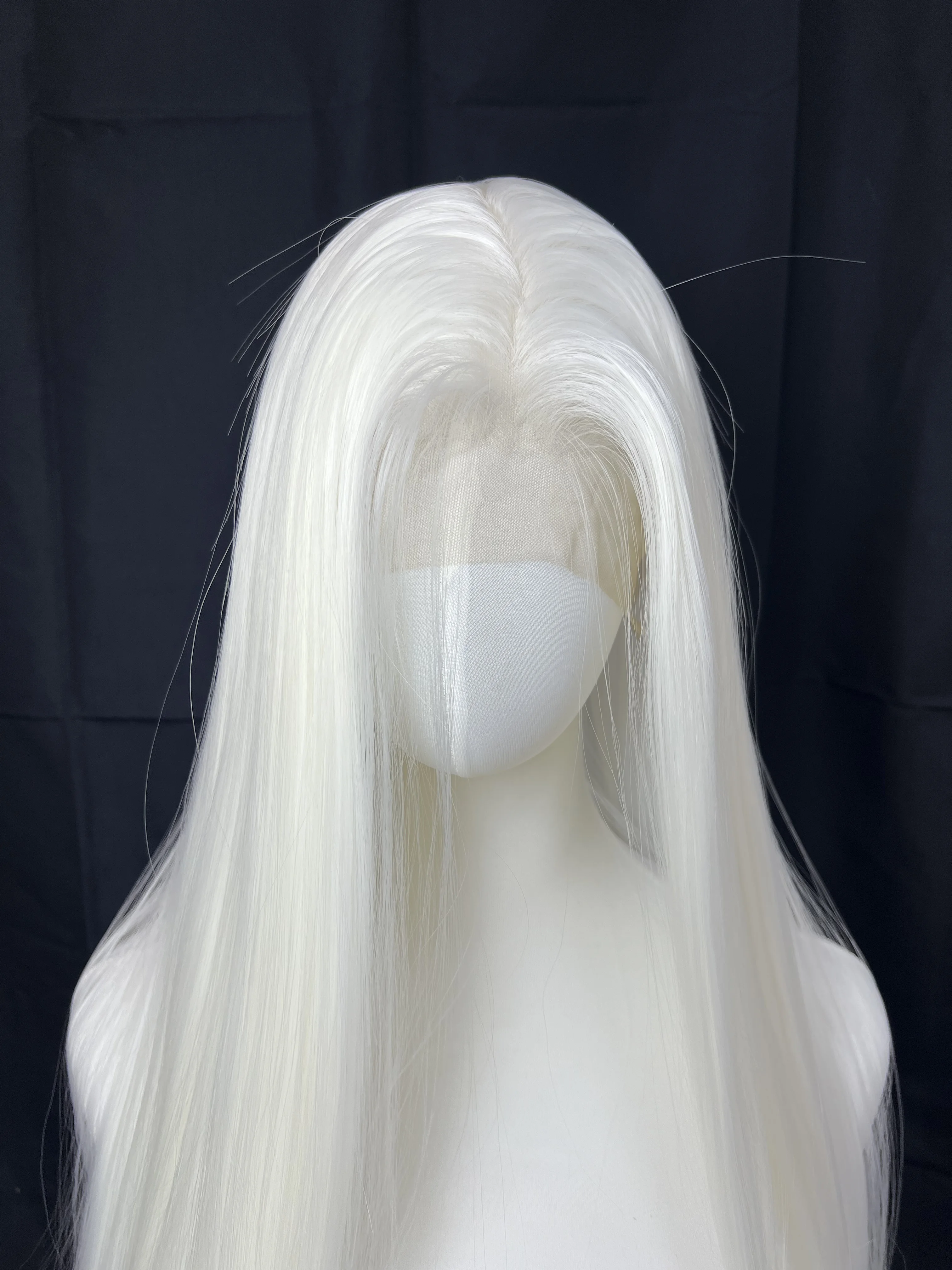 13x6 White Lace Wig for Women 26inch Long Straight Hair Wigs Free Part Nature Hairline Synthetic Wigs Cosplay Lace Frontal Wig