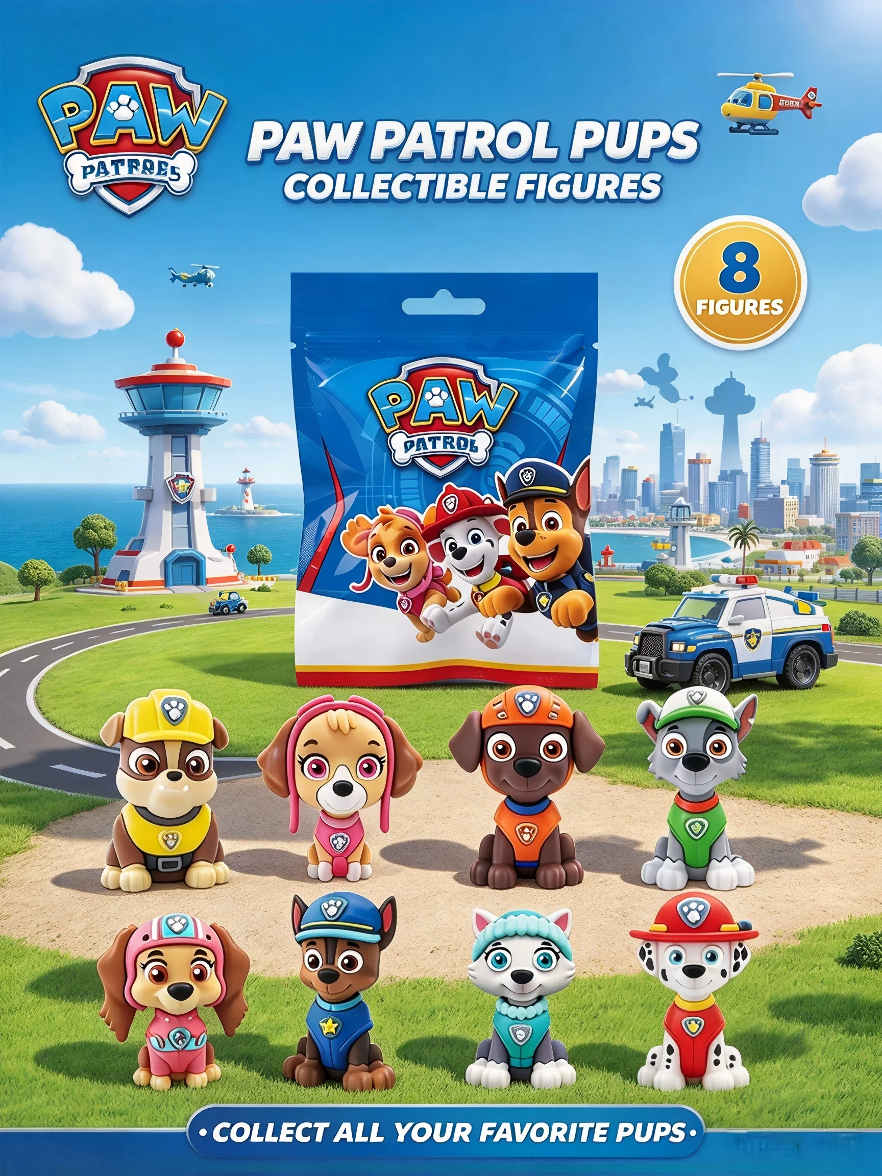 1PC Paw Patrol Officially Licensed 3D Figurine Blind Bag Cute Character Doll Random One Desk Display Ornament Fun Collectible