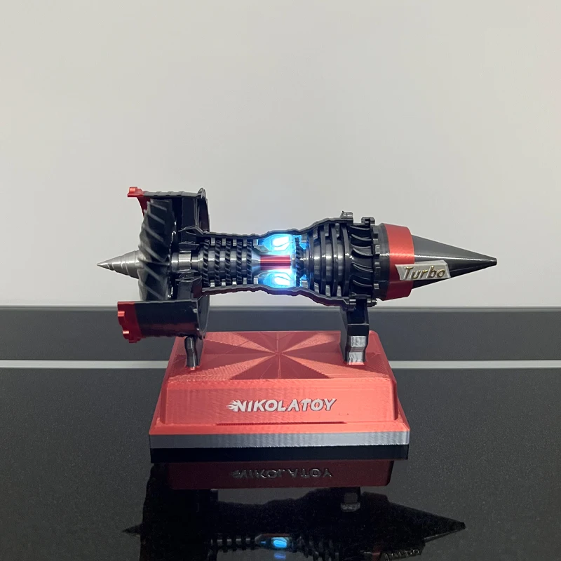 TRENT900 마이크로 터보팬 엔진 모델 블루 라이트가 있는 무음 모터 절묘한 장난감 빨간색/노란색