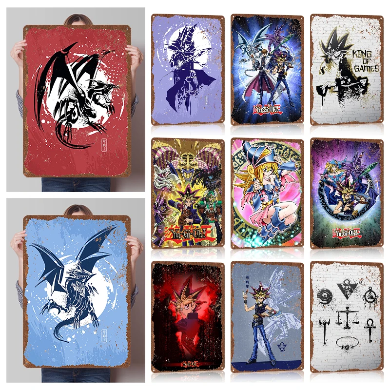 Yu-Gi-Oh! Tinplate Posters Customizable Wall Art Retro Vintage Metal Tin Signs for Office Decor Gaming Room Decoration Aesthetic