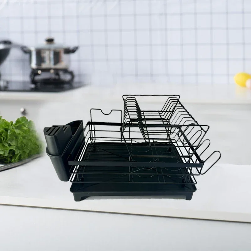 New practical kitchen countertop, bowl and chopsticks, drain rack, household double-layer plate and dish storage rack, tableware