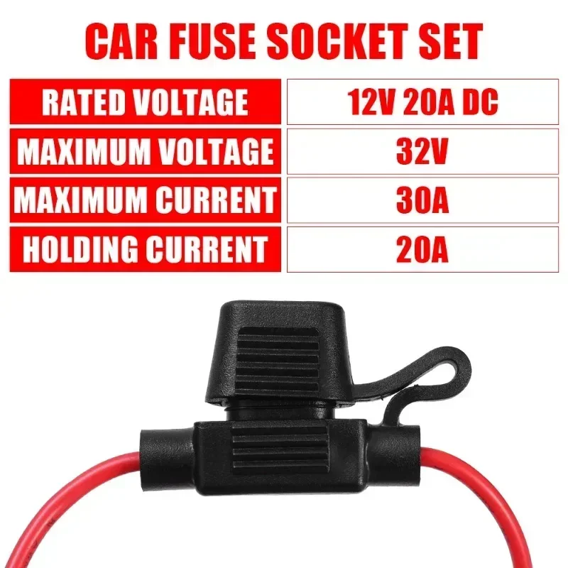 Car Mini Blade Fuse Holder in-Line Splash-proof Box 32V 30A with Fuses Blade Wire Cutoff Switch Socket Automotive Fuse Socket