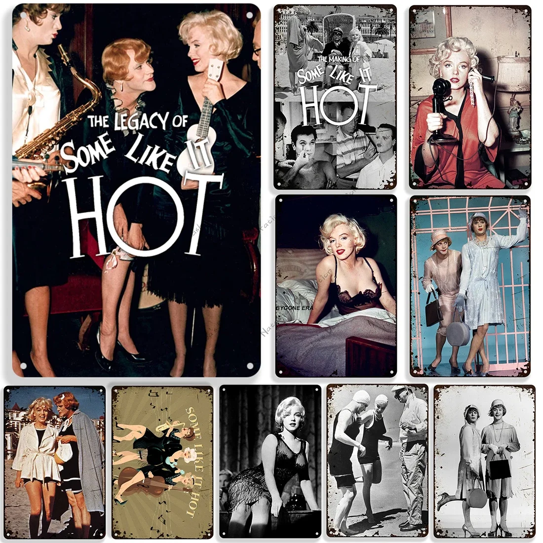 1959 American Movie Some Like It Hot Rusty Metal Poster Bar Pub Metal Tin Sign Metal Plate Vintage  Poster Industrial Decor