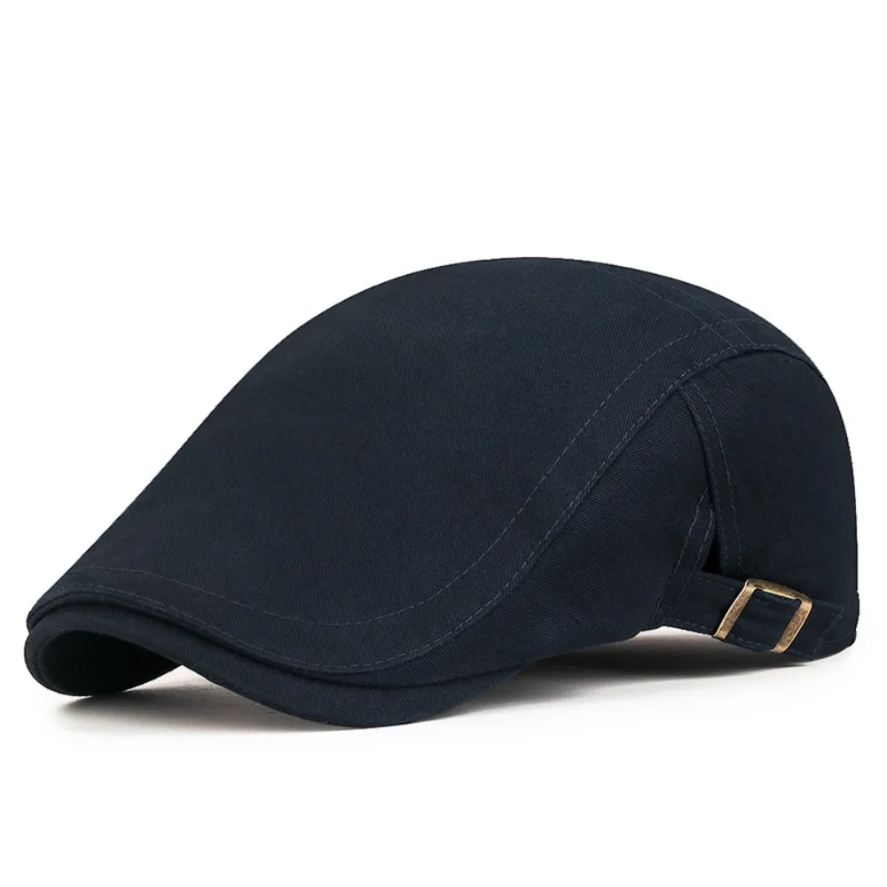 

Retro Solid Color Men Beret Hat Adjustable British Style Mesh Flat Cap Korean Style Casual Forward Peaked Cap Outdoor